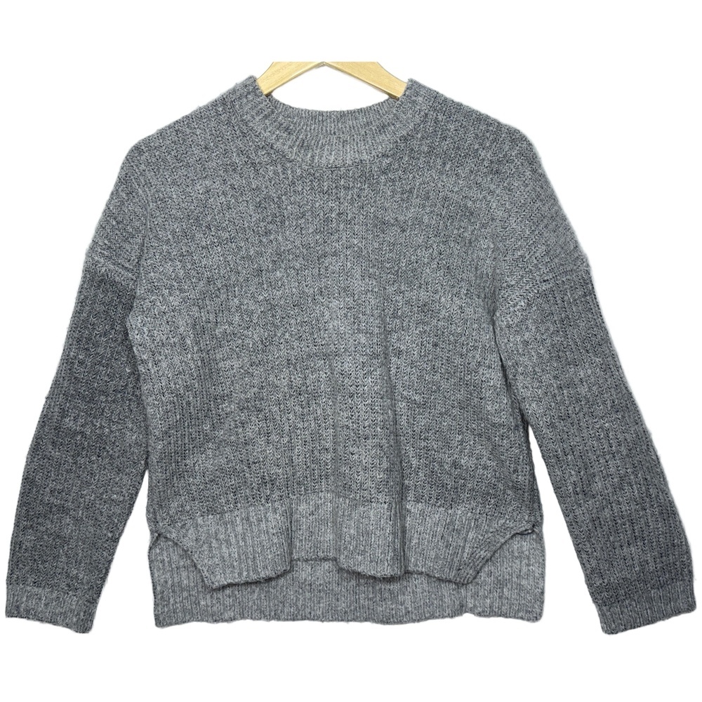 Abercrombie & Fitch Gray Ribbed Knit Long Sleeve Crewneck Pullover Sweater Sz XS